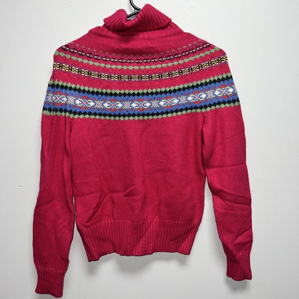 Eddie Bauer Turtleneck Cotton Angora Blend Fair Isle Sweater Sz S Beaded Nordic